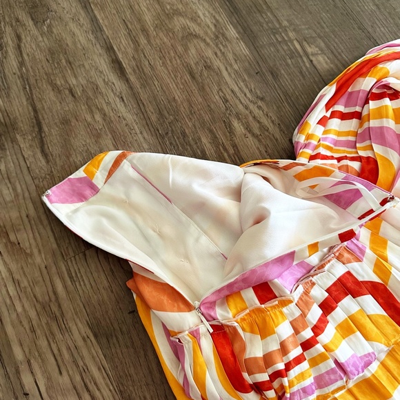 NWT Ted Baker Faidi Dropped Waist Pleated Retro Allover Print Midi Skirt 0/US 2 - Picture 16 of 16